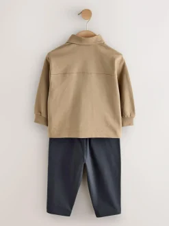 Hot Next Jersey Shirt T-Shirt and Joggers 3 Piece Set (3mths-7yrs) Tan Brown
