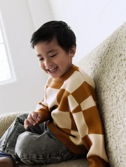 Sale Next Tan Brown Knitted Crew Neck Jumper (3mths-7yrs)