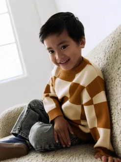 Sale Next Tan Brown Knitted Crew Neck Jumper (3mths-7yrs)