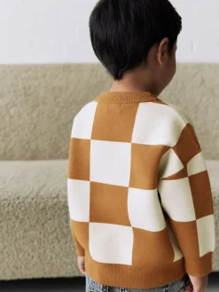 Sale Next Tan Brown Knitted Crew Neck Jumper (3mths-7yrs)