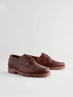 Next Tan Brown Leather Cleated Boat Shoes^ Shoes