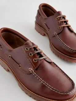 Next Tan Brown Leather Cleated Boat Shoes^ Shoes