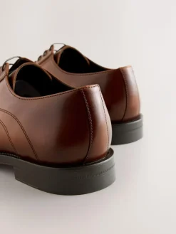 New Next Leather Derby Shoes Tan Brown