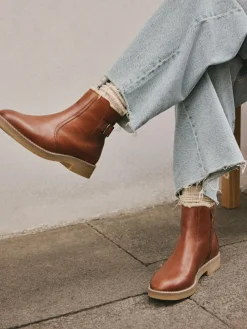 Next Forever Comfort® Faux Fur Lined Buckle Trim Ankle Boots^Women Wide Fit & Extra Wide Fit|Boots & Wellies