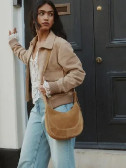 Discount Next Tan Brown Leather Scoop Cross Body Bag