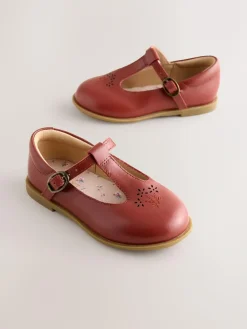 Online Next Leather T-Bar Shoes Tan Brown