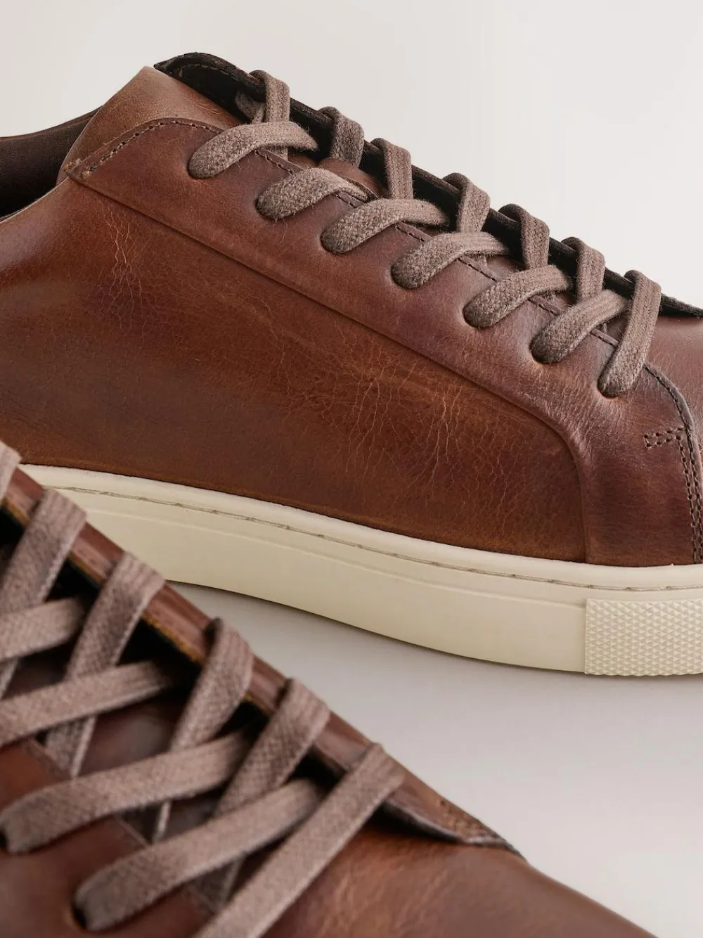 New Next Leather Trainers Tan Brown