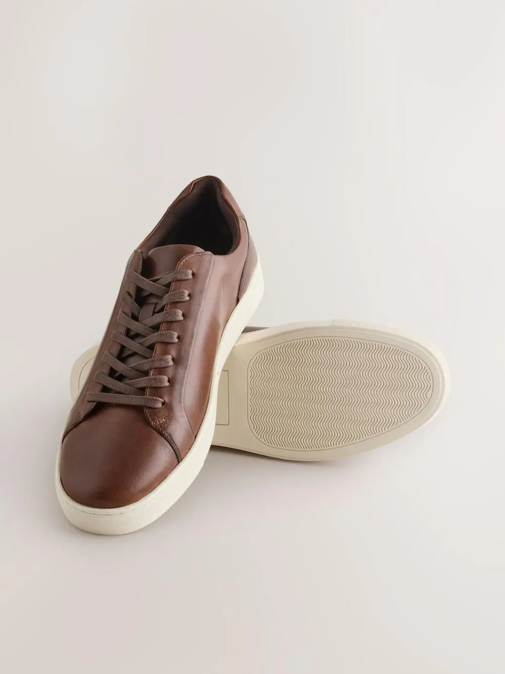 New Next Leather Trainers Tan Brown