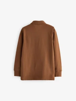 Next Tan Brown Long Sleeve Polo Shirt (3-16yrs)^BOY Tops