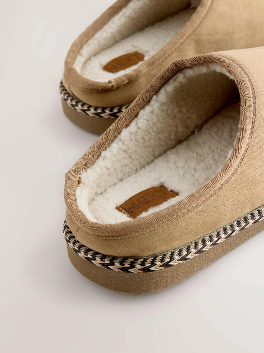 Clearance Next Microsuede Taped Mule Slippers Tan Brown