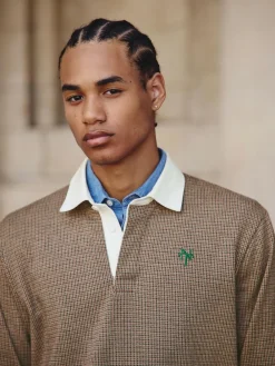 Next Tan Brown Puppytooth Rugby Shirt^ Tops & T-Shirts