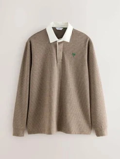 Next Tan Brown Puppytooth Rugby Shirt^ Tops & T-Shirts