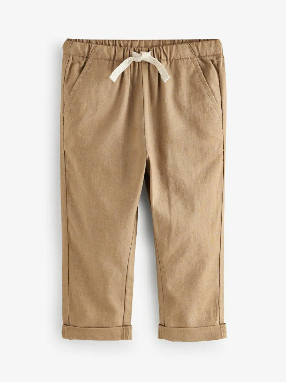 Clearance Next Regular Fit Linen Blend Pull on Trousers (3mths-7yrs) Tan Brown
