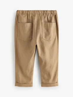 Clearance Next Regular Fit Linen Blend Pull on Trousers (3mths-7yrs) Tan Brown