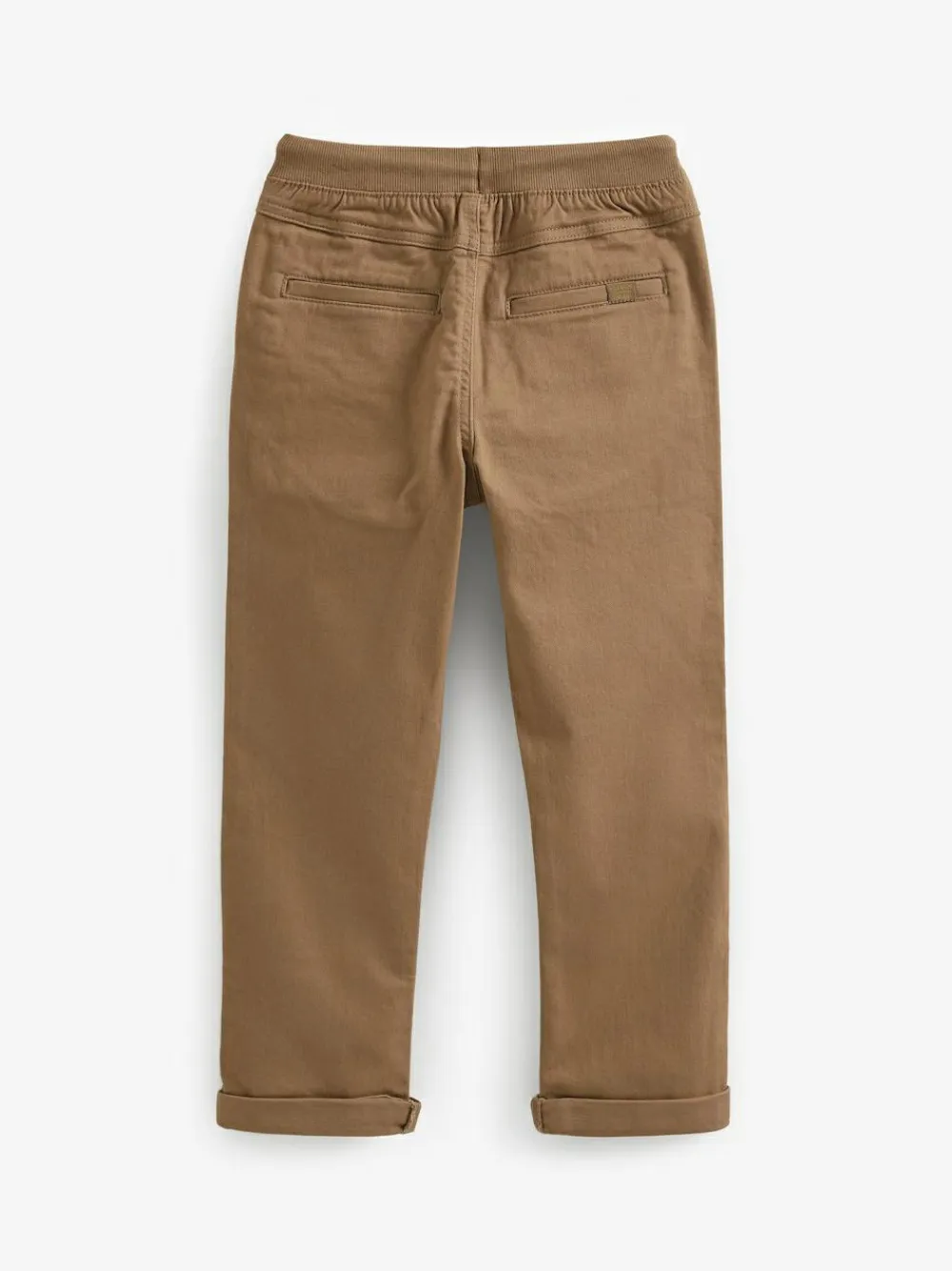 New Next Regular Fit Rib Waist Pull-On Trousers (3-16yrs) Tan Brown