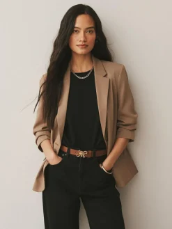 Best Next Regular Statement Buckle Leather Belt Tan Brown