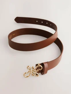Best Next Regular Statement Buckle Leather Belt Tan Brown