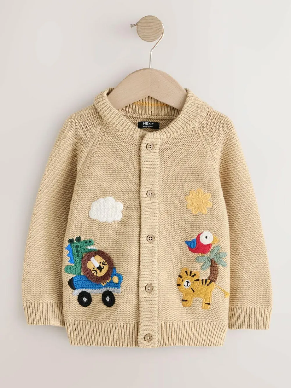 Next Tan Brown Safari Character Cardigan (3mths-7yrs)^BOY Knitwear|Knitwear