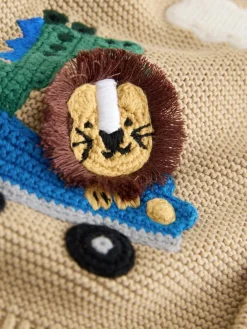 Next Tan Brown Safari Character Cardigan (3mths-7yrs)^BOY Knitwear|Knitwear