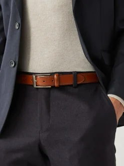 New Next Tan Brown Signature Leather Brogue Belt