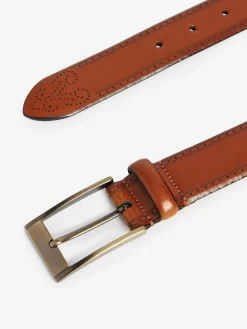 New Next Tan Brown Signature Leather Brogue Belt