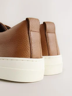 Outlet Next Smart Casual Toe Cap Leather Longline Trainers Tan Brown