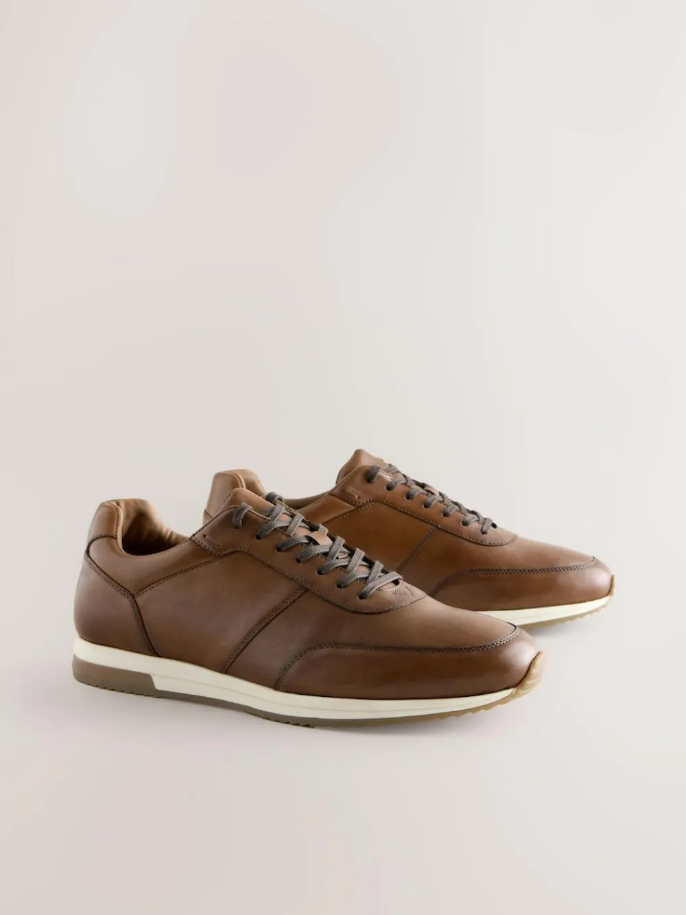 Next Tan Brown Smart Leather Trainers^ Shoes