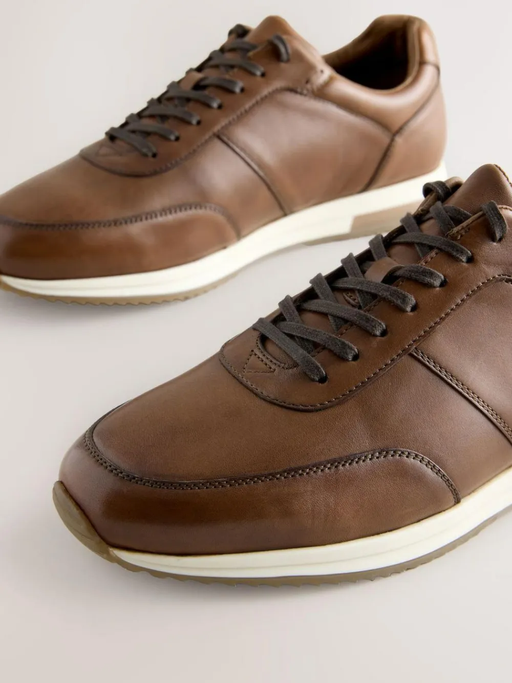 Next Tan Brown Smart Leather Trainers^ Shoes