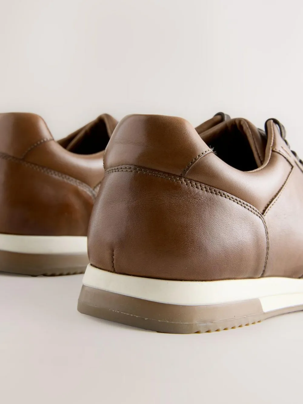 Next Tan Brown Smart Leather Trainers^ Shoes