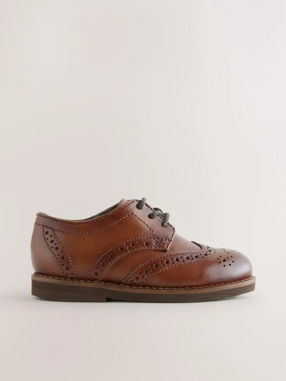 Next Tan Brown Standard Fit (F) Smart Leather Brogue Shoes^BOY Shoes|Occasionwear