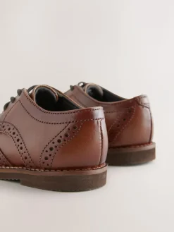 Next Tan Brown Standard Fit (F) Smart Leather Brogue Shoes^BOY Shoes|Occasionwear
