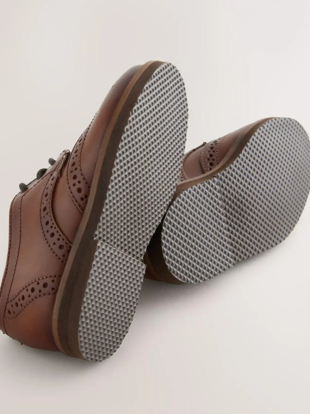 Next Tan Brown Standard Fit (F) Smart Leather Brogue Shoes^BOY Shoes|Occasionwear