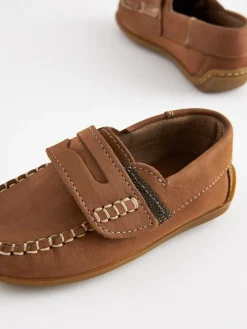 Next Standard Fit (F) Leather Penny Loafers with Touch and Close Fastening^BOY Occasionwear|Shoes