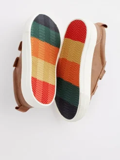 Best Next Standard Fit (F) Two Strap Touch Fastening Trainers Tan Brown