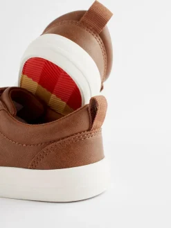 Best Next Standard Fit (F) Two Strap Touch Fastening Trainers Tan Brown