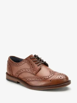 Next Standard Fit (F) Leather Laceup Brogue Shoes^BOY Occasionwear