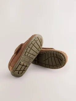 Next Tan Brown Standard Fit (F) Leather Penny Loafers with Touch and Close Fastening^ Shoes