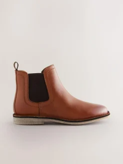 Next Tan Brown Standard Fit (F) Leather Chelsea Boots^BOY Boots|Boots