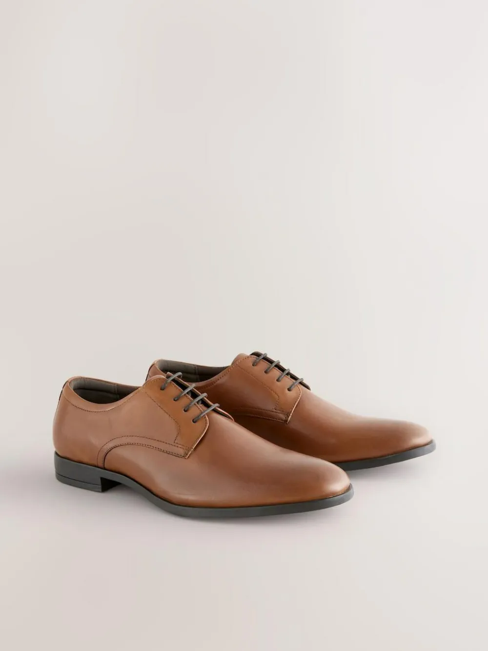 Outlet Next Standard Fit Leather Plain Derby Shoes Tan Brown