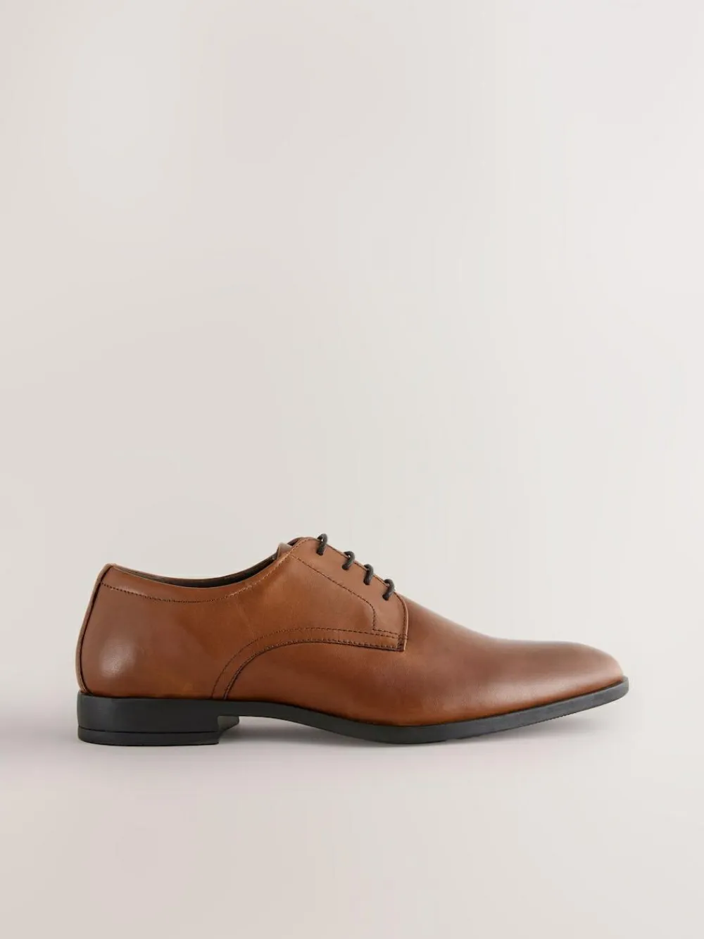 Outlet Next Standard Fit Leather Plain Derby Shoes Tan Brown