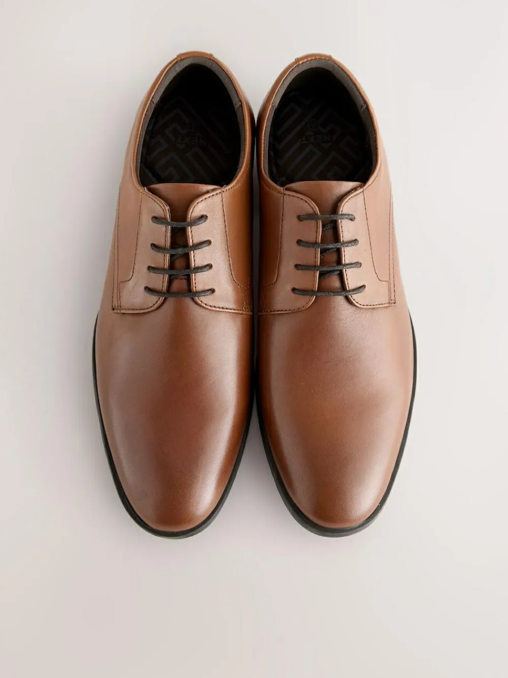 Outlet Next Standard Fit Leather Plain Derby Shoes Tan Brown