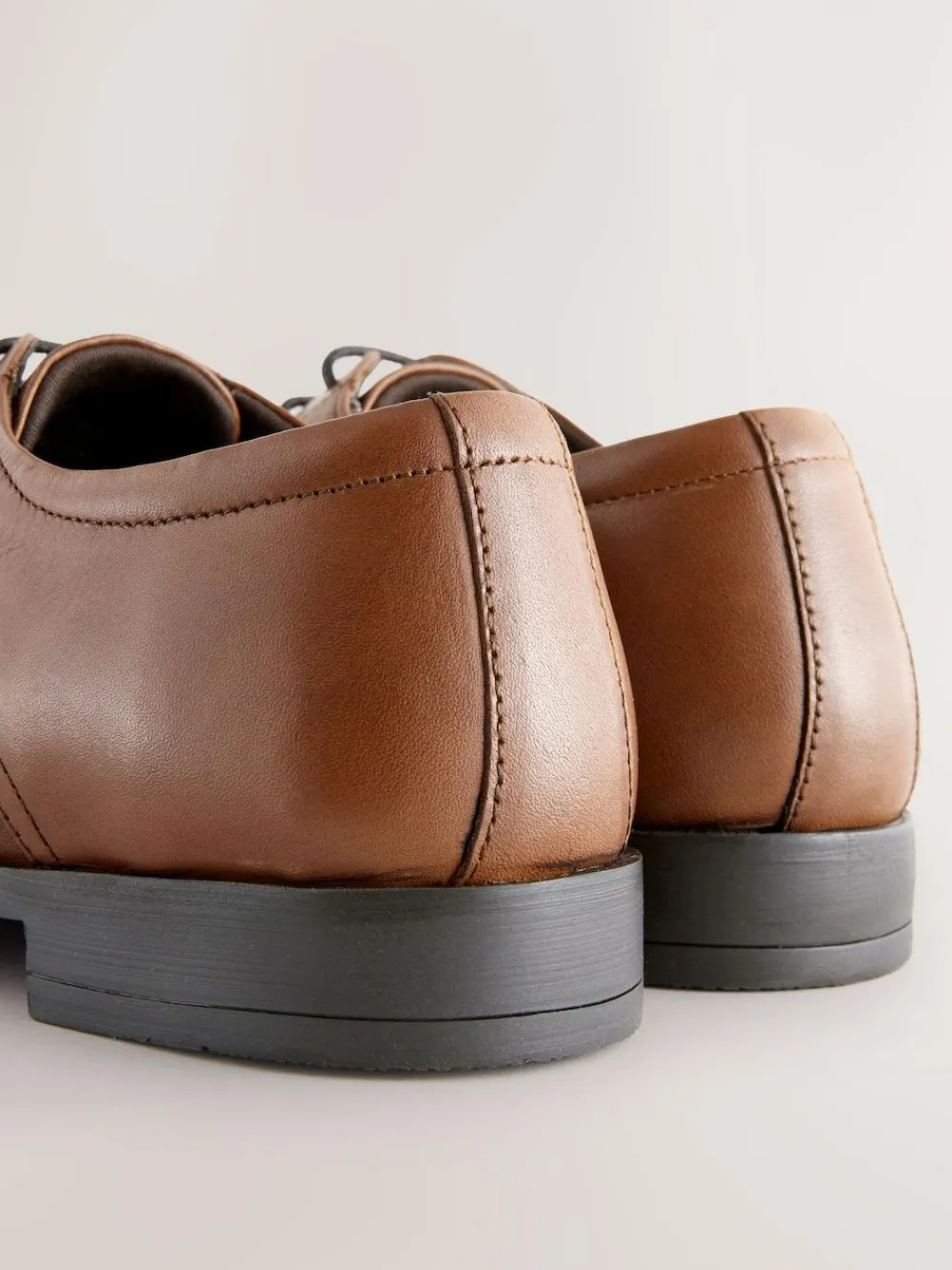 Outlet Next Standard Fit Leather Plain Derby Shoes Tan Brown