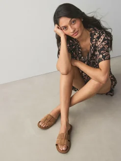 Next Tan Brown Standard/Wide Fit Slot Mule Sandals^Women Wide Fit & Extra Wide Fit