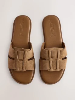 Next Tan Brown Standard/Wide Fit Slot Mule Sandals^Women Wide Fit & Extra Wide Fit