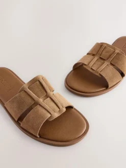 Next Tan Brown Standard/Wide Fit Slot Mule Sandals^Women Wide Fit & Extra Wide Fit