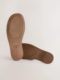 Next Tan Brown Standard/Wide Fit Slot Mule Sandals^Women Wide Fit & Extra Wide Fit