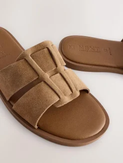 Next Tan Brown Standard/Wide Fit Slot Mule Sandals^Women Wide Fit & Extra Wide Fit