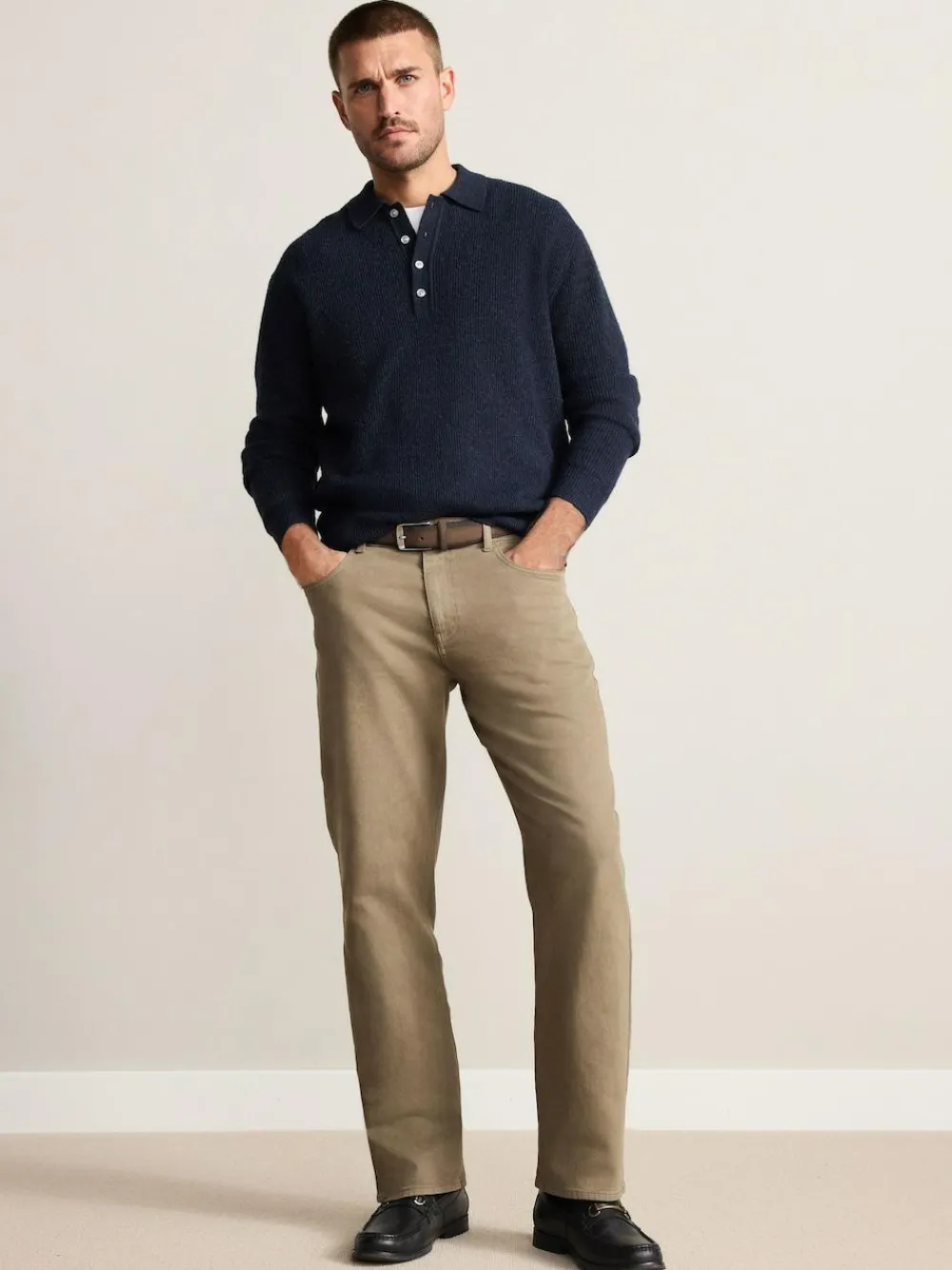 Next Straight Fit Signature Belted Jeans Tan Brown