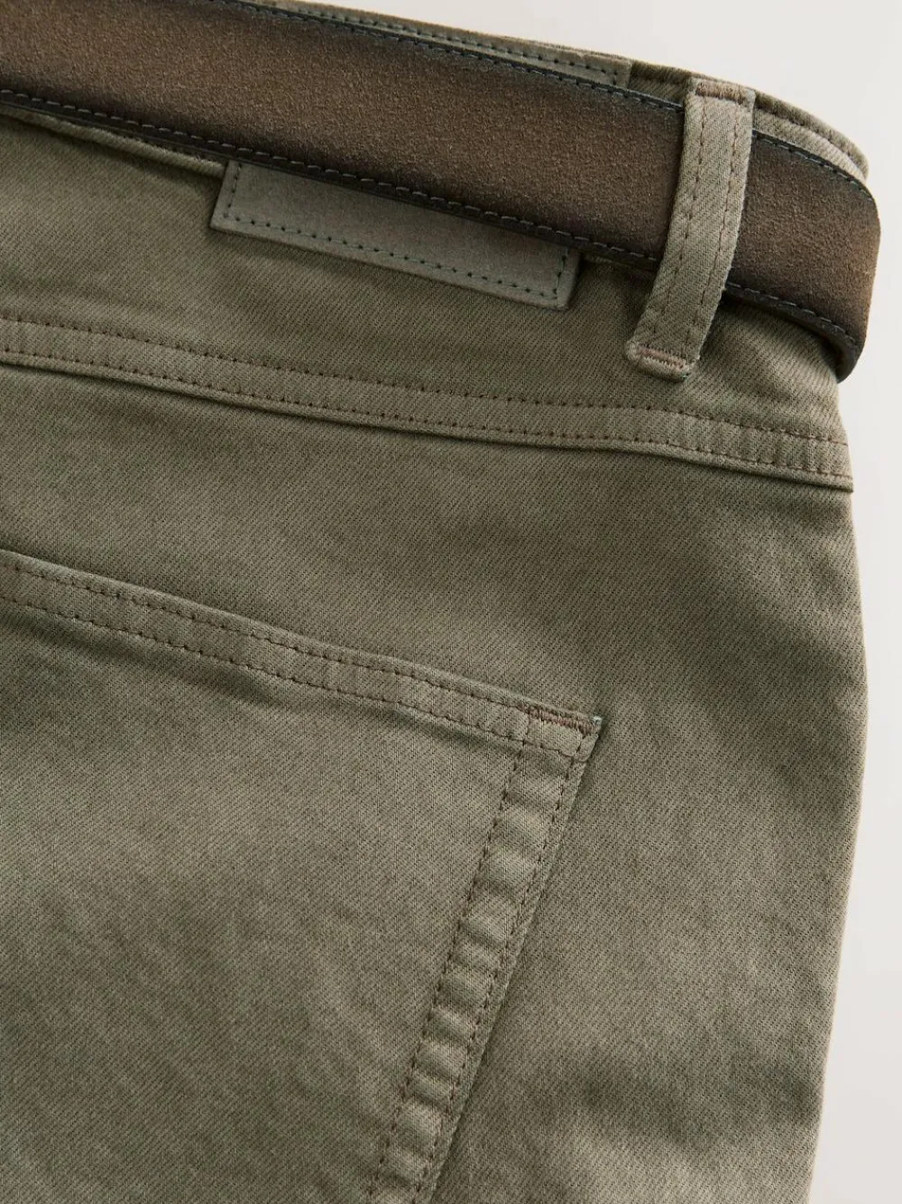 Next Straight Fit Signature Belted Jeans Tan Brown