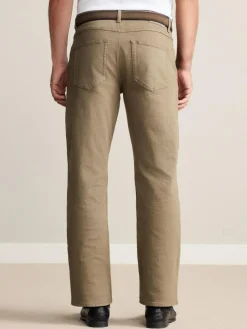 Next Straight Fit Signature Belted Jeans Tan Brown